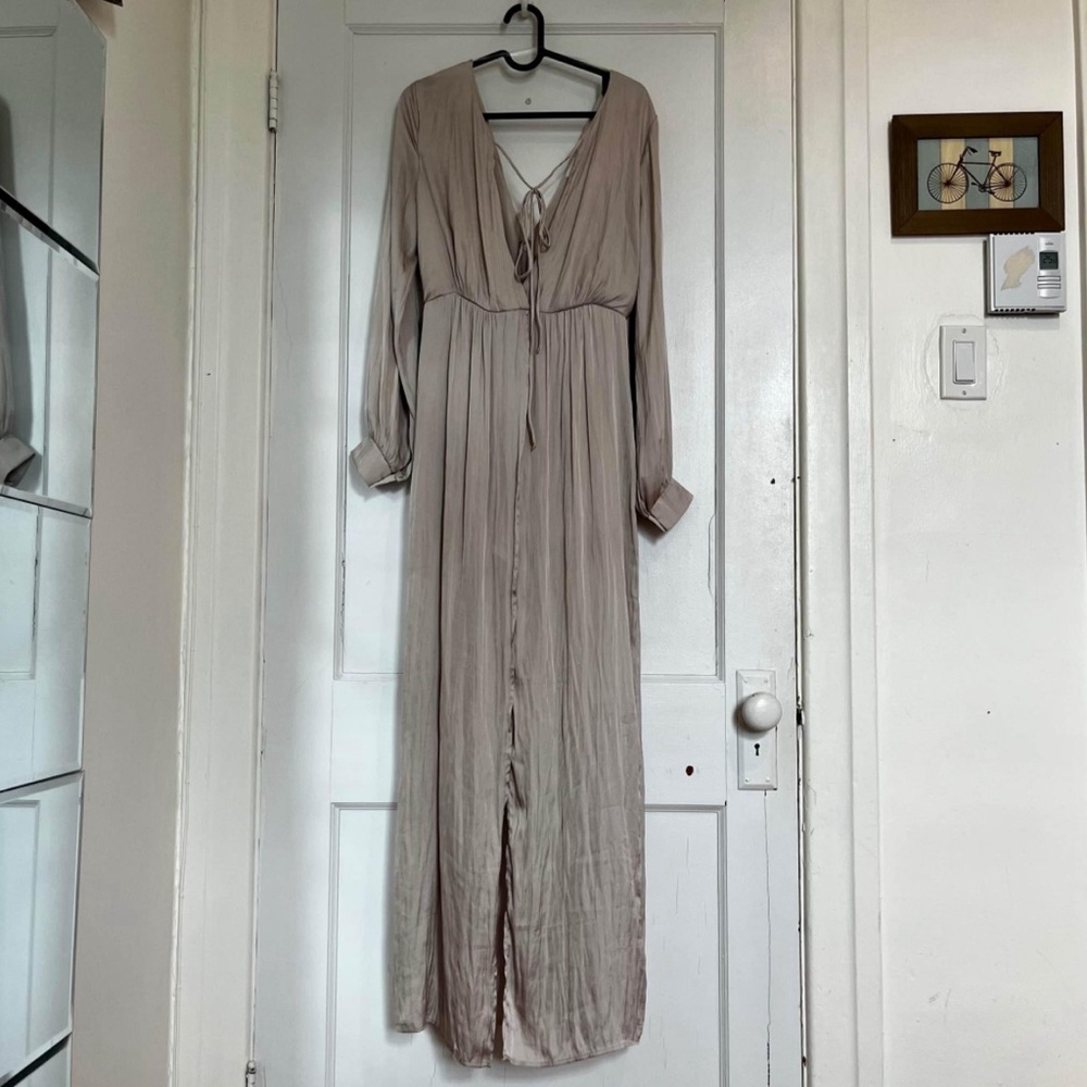 Lush Cream Tie-Front Dress